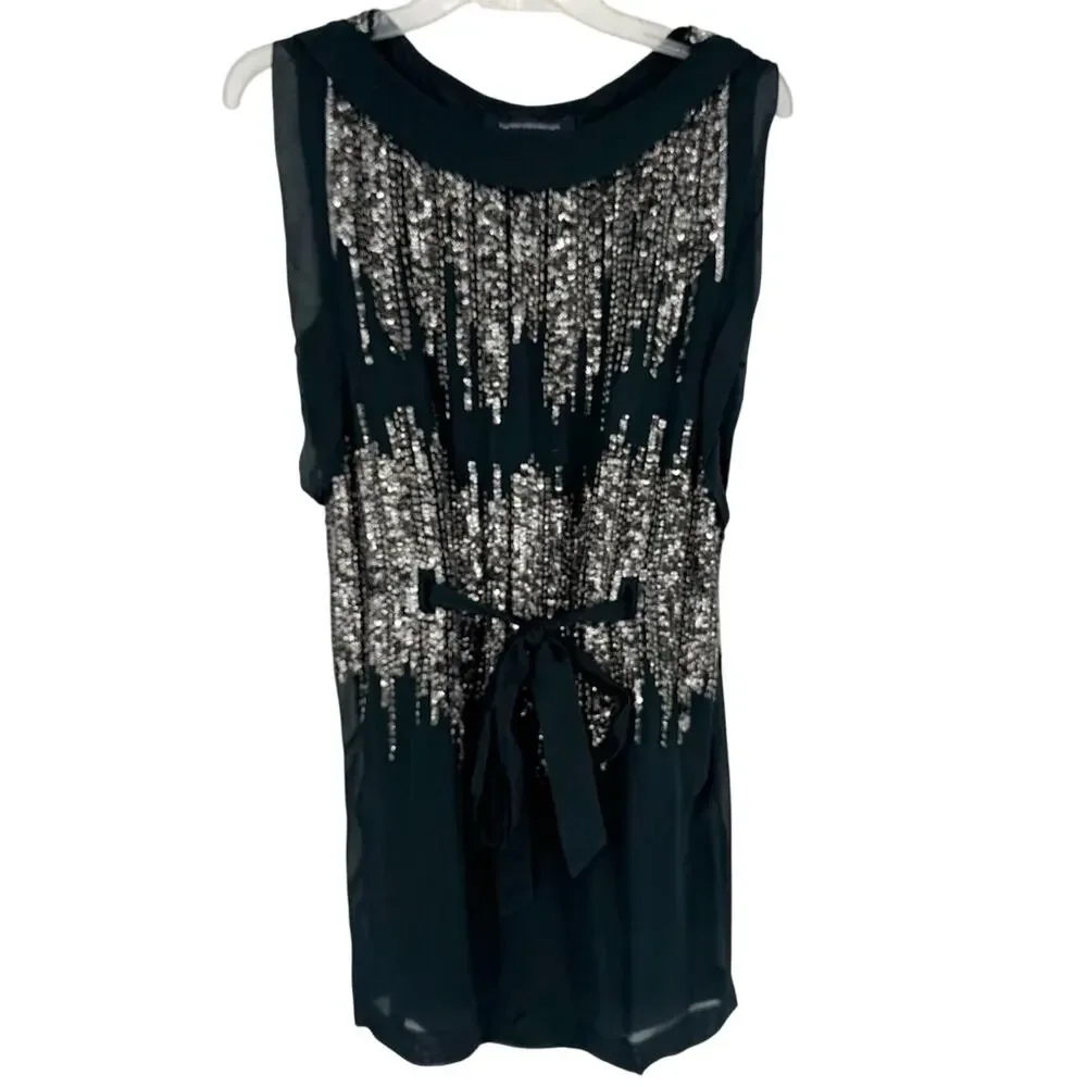 French Connection Emerald & Silver Simmons Sequin Dress Green Size 0 Cocktail